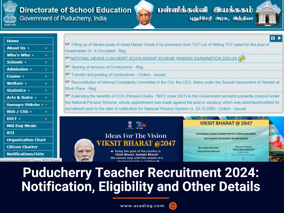 Puducherry Teacher Recruitment 2024