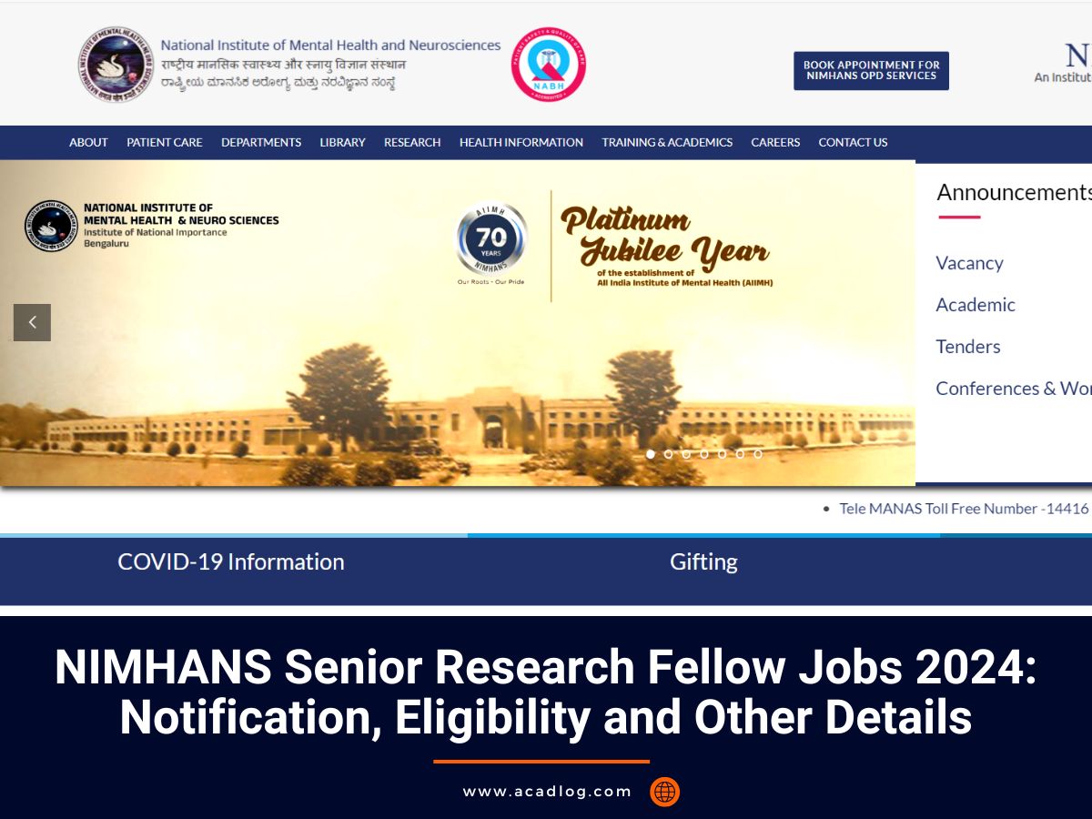 NIMHANS Jobs 2024